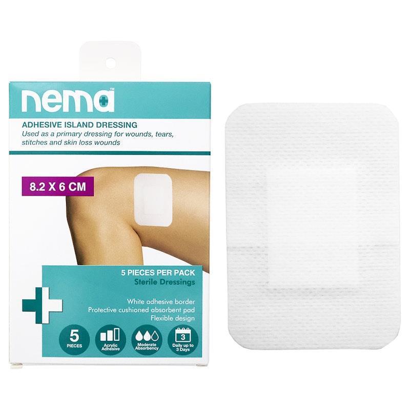 Load image into Gallery viewer, Nema Adhesive Island Dressing Non-Adherent Pad Sterile 8.2 x 6cm 5 Pieces/Box
