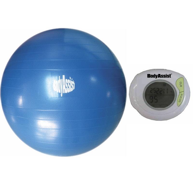 Load image into Gallery viewer, BodyAssist Fitness Ball &amp; Pedometer Starter Bundle Blue 65cm
