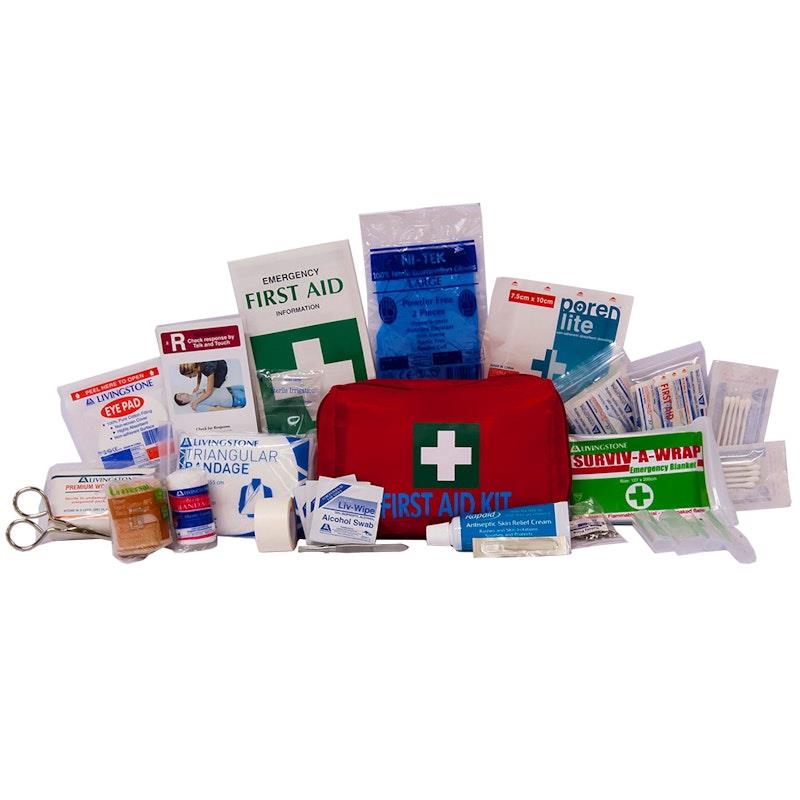 Load image into Gallery viewer, Livingstone Work Vehicle First Aid Kit In Red Nylon Pouch Bundle
