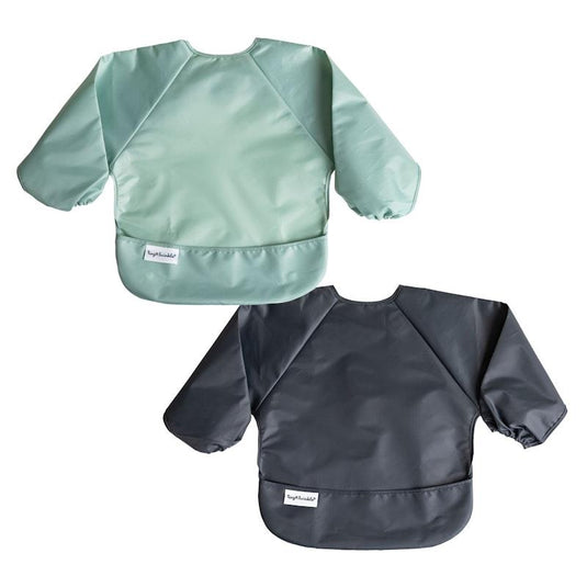 Tiny Twinkle Mess-Proof Full Long Sleeve Bib 2 Pack Sage & Charcoal Large (2-4Y)