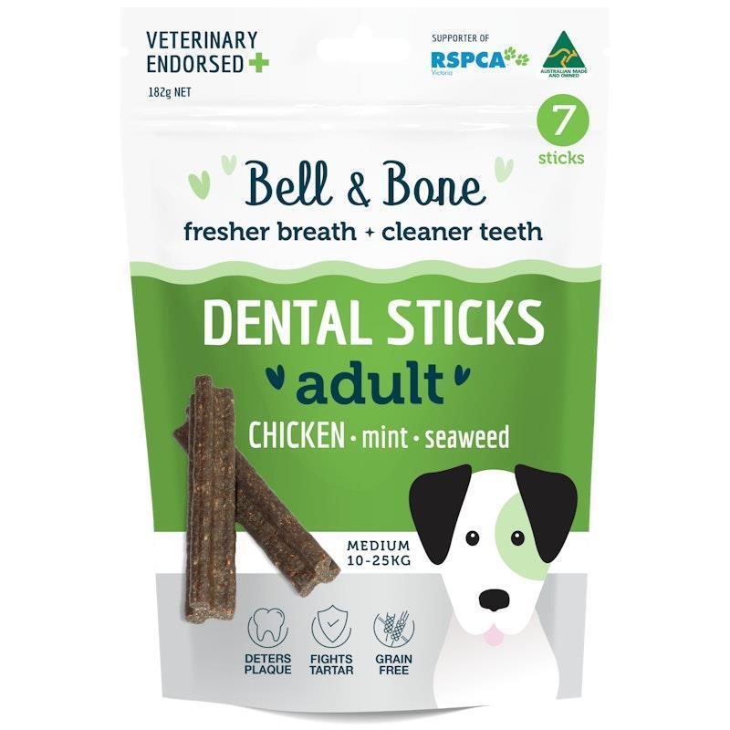 Load image into Gallery viewer, Bell &amp; Bone Chicken, Mint &amp; Seaweed Dental Sticks Medium
