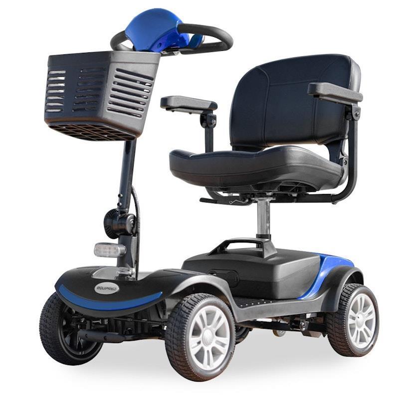 Load image into Gallery viewer, Equipmed Pathline Mid-Sized Electric Mobility Scooter For Elderly Black &amp; Blue
