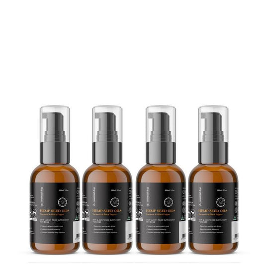 Essential Dog 100% Raw Hemp Seed Oil for Dogs: Turmeric and Black Pepper 4x100ml