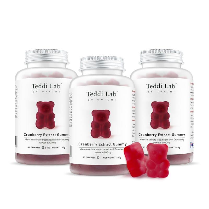 Load image into Gallery viewer, Teddi Lab by Unichi Cranberry Extract Gummy x3 - Urinary Tract Care &amp; Intimate Health Packs
