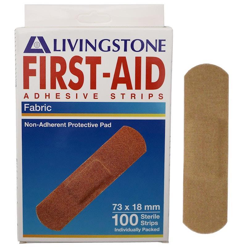 Load image into Gallery viewer, Livingstone Adhesive Fabric First Aid Strips with Pad 73 x 18mm 100 Pieces/Box
