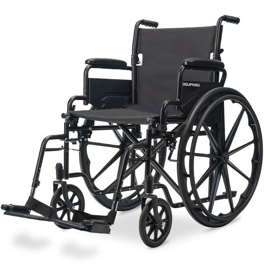 Equipmed 24 Inch Folding Wheelchair X-Large Black