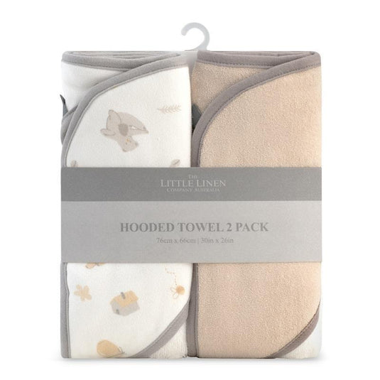 The Little Linen Company Hooded Towel 2Pk Nectar Bear