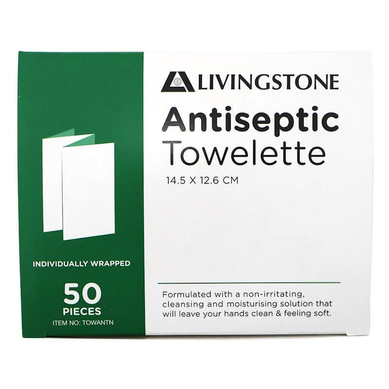 Load image into Gallery viewer, Livingstone Antiseptic Towelette Wipe 14.5 x 12.6cm 50 Pieces/Box
