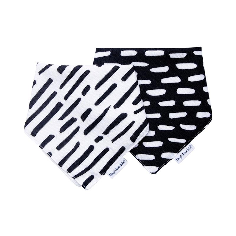 Load image into Gallery viewer, Tiny Twinkle Bandana Bib Set of 2 Black &amp; White
