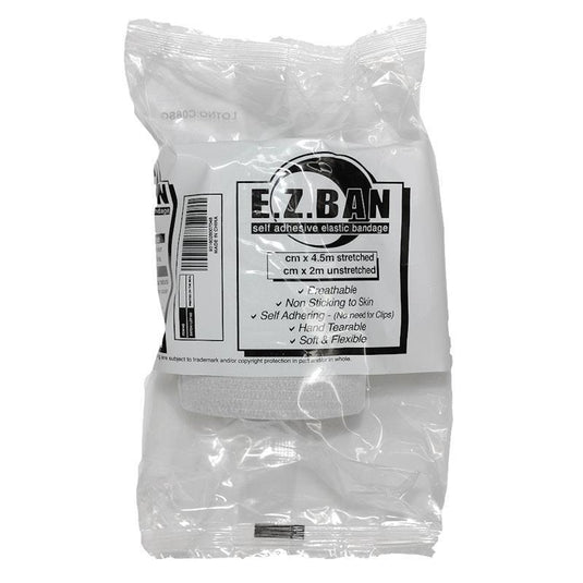E.Z. BAN Wrap Cohesive Elastic Bandage White 15cm x 2m Pack