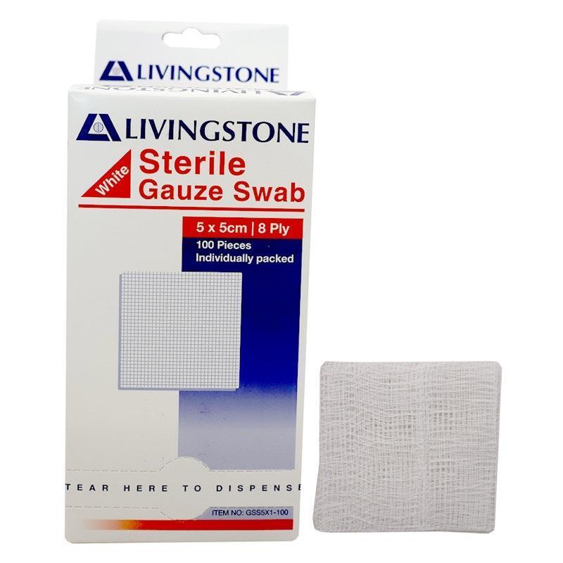 Load image into Gallery viewer, Livingstone Gauze Swabs 8 ply Cotton Sterile 5 x 5 cm 100 Pieces/Box
