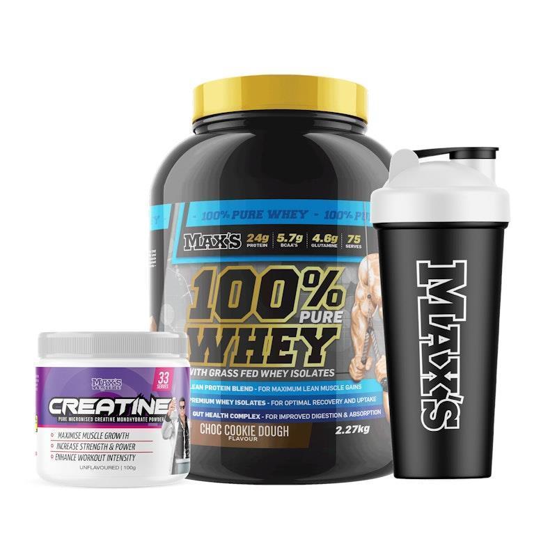 Load image into Gallery viewer, MAX'S 100% Whey Value Bundle 2.27kg - Choc Cookie Dough Bundle
