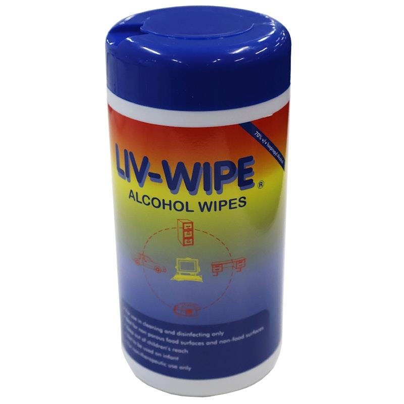 Load image into Gallery viewer, Liv-Wipe Antibacterial 70% Isopropyl Alcohol 100 Wipes 1tub
