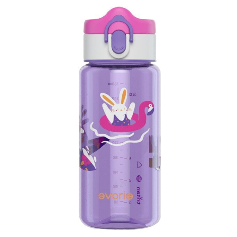 Load image into Gallery viewer, Evorie Tritan Kids Drinking Spout Water Bottle 380mL, Purple Bunny 1Unit
