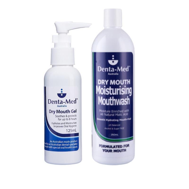 Load image into Gallery viewer, Denta-Med Dry Mouth Gel 125mL Pump Bottle &amp; Moisturising Mouthwash 250mL Bottle Bundle
