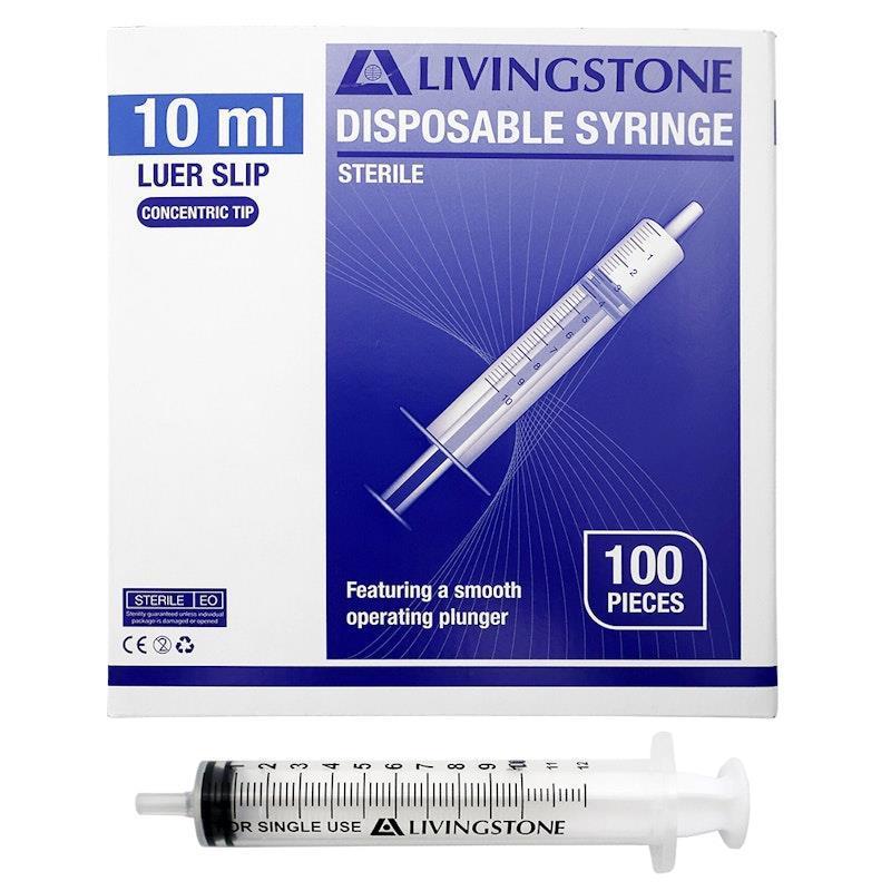 Load image into Gallery viewer, Livingstone Syringe Luer Slip Tip Concentric Nozzle Sterile 10mL 100 Pieces/Box
