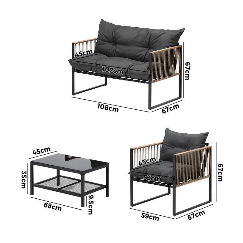 Load image into Gallery viewer, Livsip 4 Piece Outdoor Furniture Setting Garden Patio Lounge Sofa Table Chairs Set
