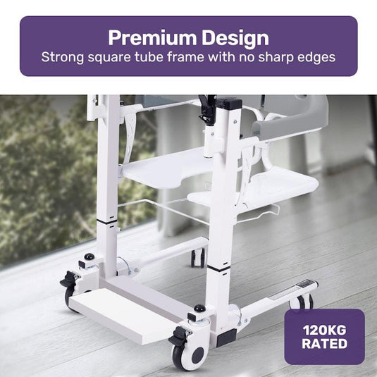 Equipmed 4 In1 Patient Lift Transfer Chair White & Grey