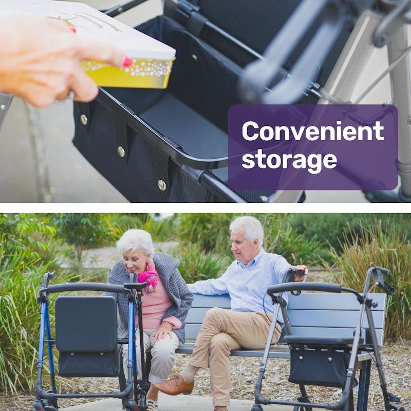 Load image into Gallery viewer, Equipmed 4 Wheel Lightweight Rollator Walker Titanium Colour
