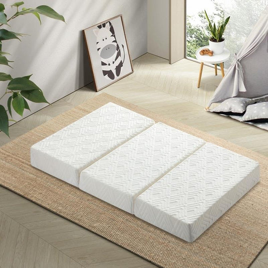Bedra Bedding Folding Mattress 3-Fold Foldable Foam Mattresses Bed Mat White