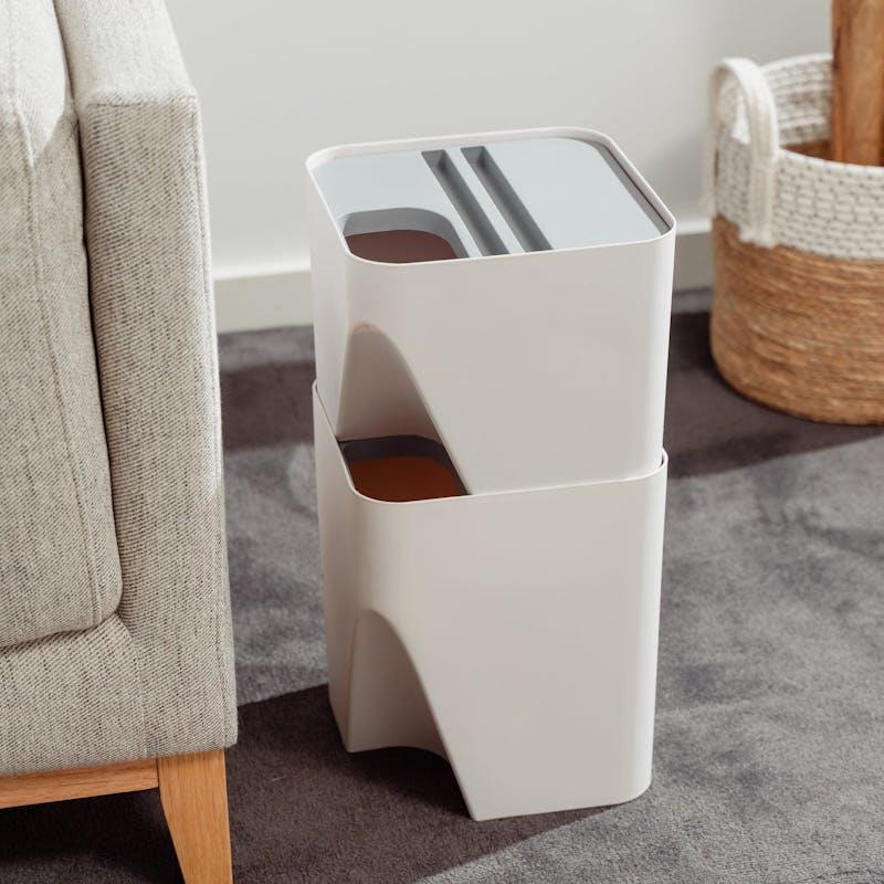 Load image into Gallery viewer, Clevinger 2pc 12L+18L Stackable Plastic Kitchen Trash Bin Household Classification Storage Box 1Unit
