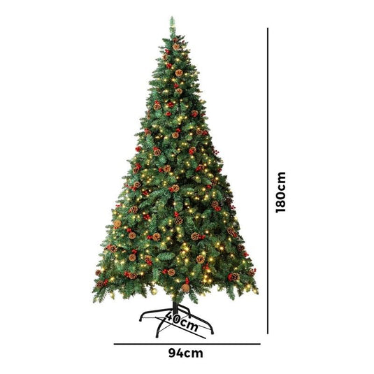 Tinseltown LED Christmas Tree 1.8M Xmas Trees Decorations Green with Ornaments 6 Feet