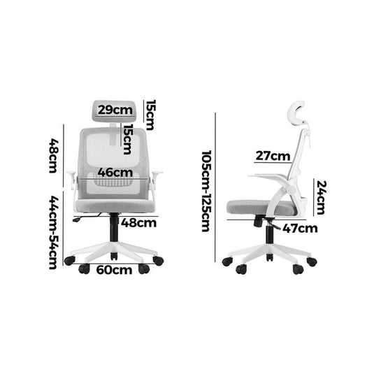 Oikiture Mesh Office Chair Executive Fabric Gaming  Racing Computer Seat White