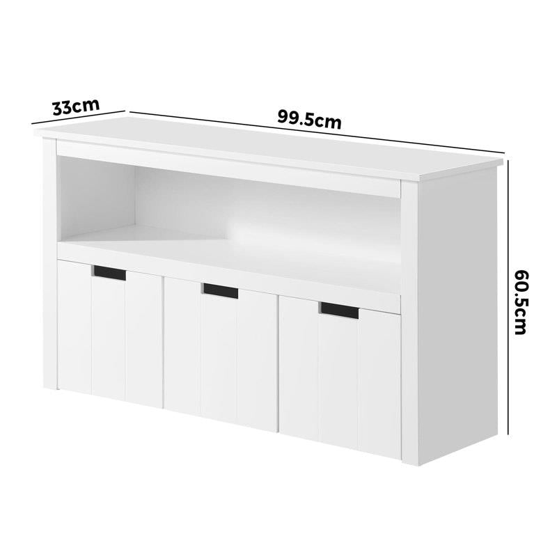 Load image into Gallery viewer, Oikiture Wooden Kids Toy Storage Cabinet Bookshelf With Portable Storage Box White
