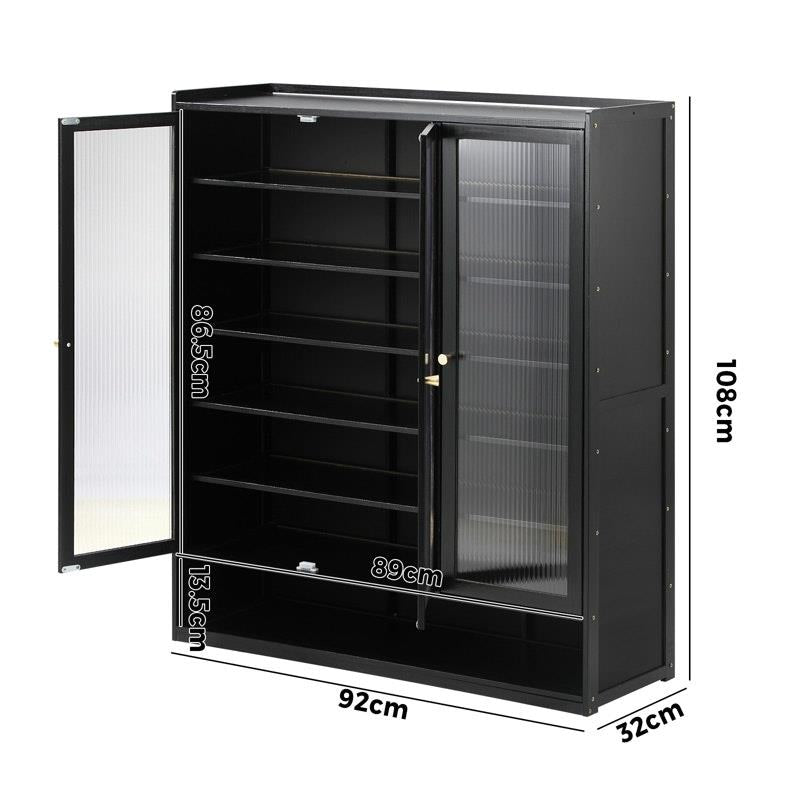 Load image into Gallery viewer, Oikiture Shoe Cabinet Shoes Storage Rack Organiser 3 Doors Shelf Black
