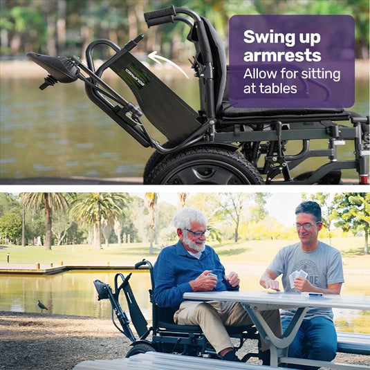 Equipmed Electric Folding Wheelchair Longrange For S-XL Grey & Black