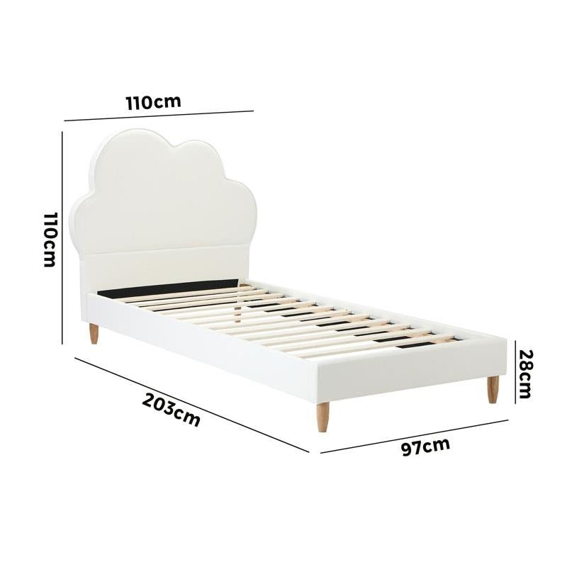 Load image into Gallery viewer, Oikiture Bed Frame Single Size Cloud Kids Bed Frame Leather White
