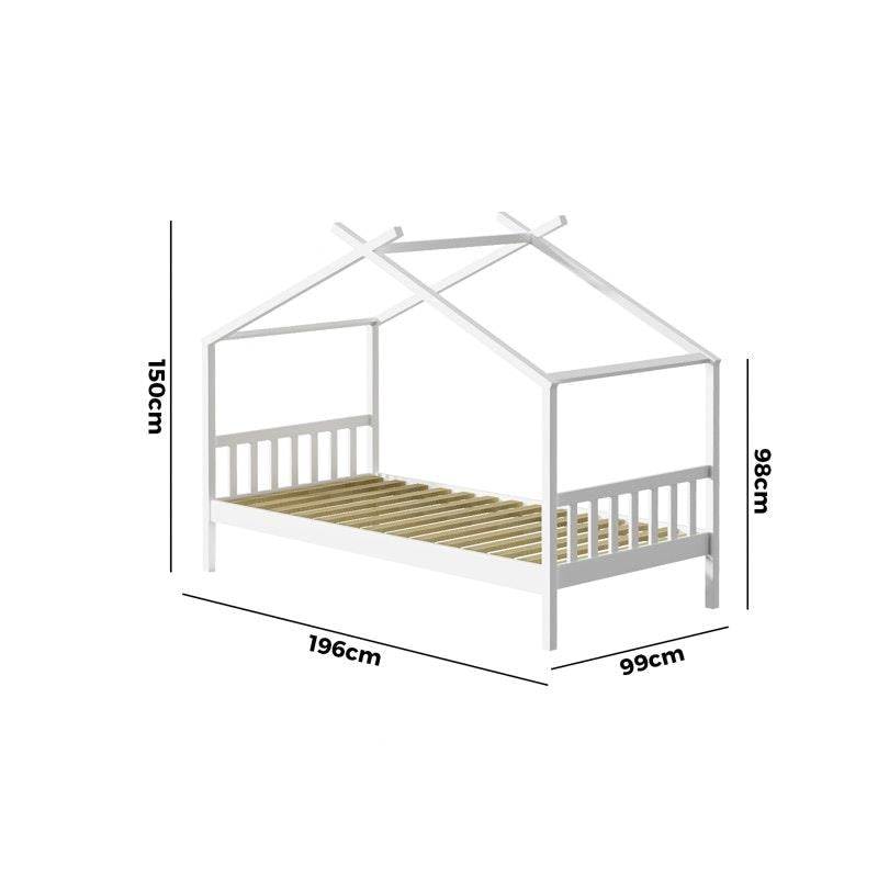Load image into Gallery viewer, Oikiture Bed Frame Wooden Base Kids Single Timber House Beds White 1unit

