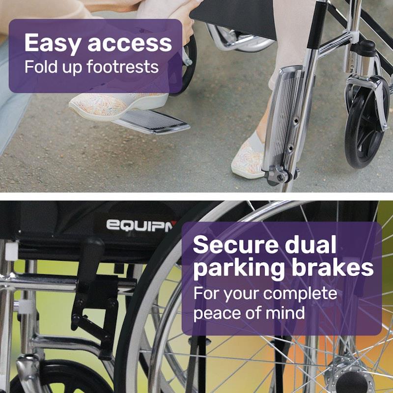 Load image into Gallery viewer, Equipmed Folding Manual Wheelchair Self Propelled Black
