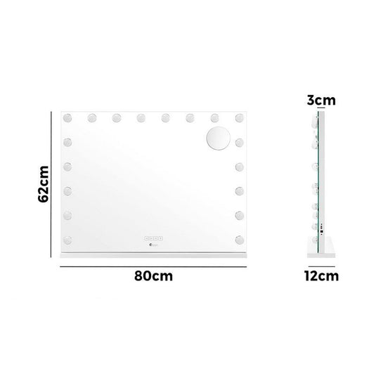 Oikiture Bluetooth Hollywood Makeup Mirror 18 LED Light Vanity Mirrors White