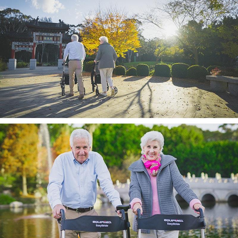 Load image into Gallery viewer, Equipmed Easy Stride Foldable Aluminium Walking Frame Rollator Blue
