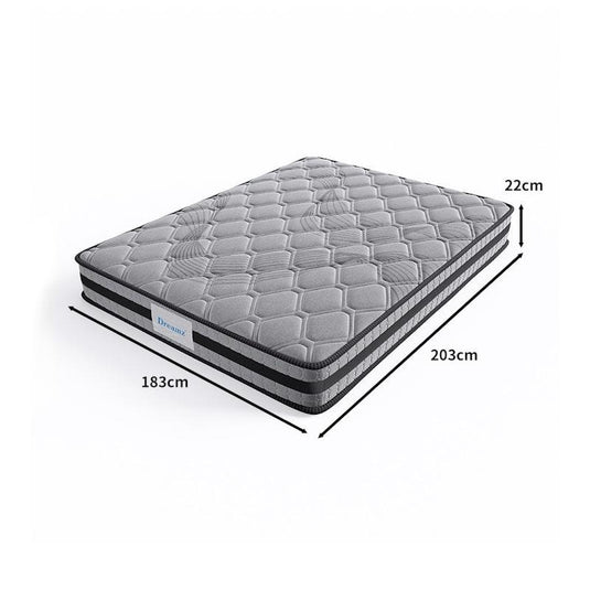 DreamZ Spring Mattress Bed Pocket Egg Crate Foam Medium Firm 22CM King