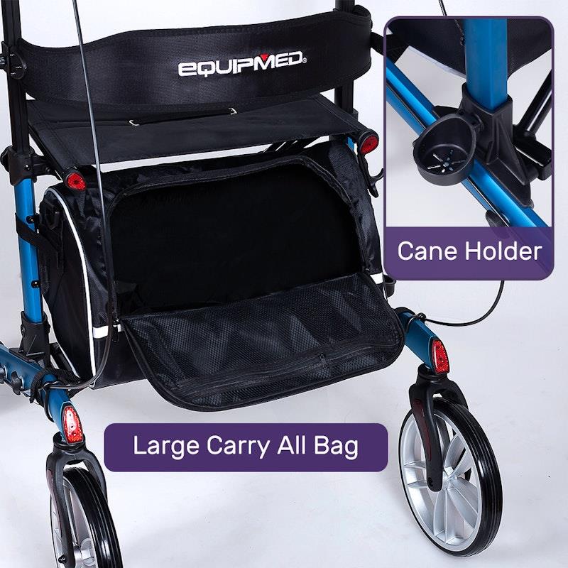 Load image into Gallery viewer, Equipmed Upright Rollator Walker With Forearm Support Rests Blue
