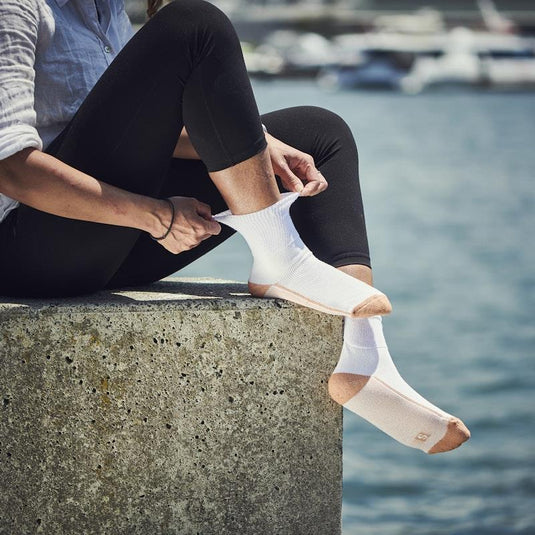 Glucology Copper Based Loose Top Classic Socks 2 Pairs White Large