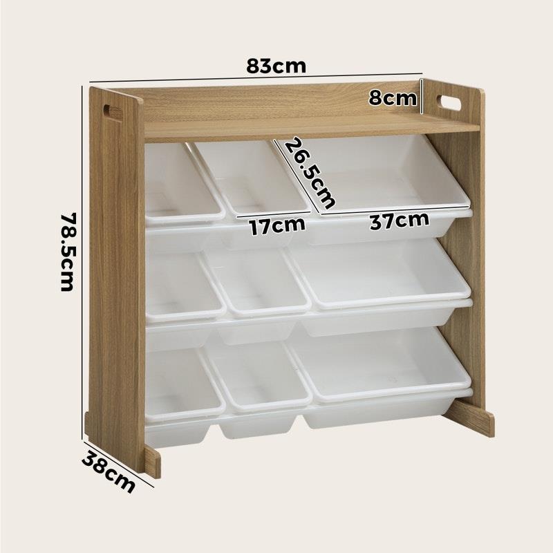 Load image into Gallery viewer, Oikiture 9 Bins Kids Toy Box Bookshelf Organiser Display Shelf Storage Rack Natural

