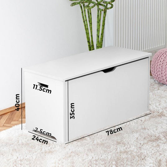Oikiture Kids Toy Storage Box Cabinet Wooden Chest Container Room Organiser White