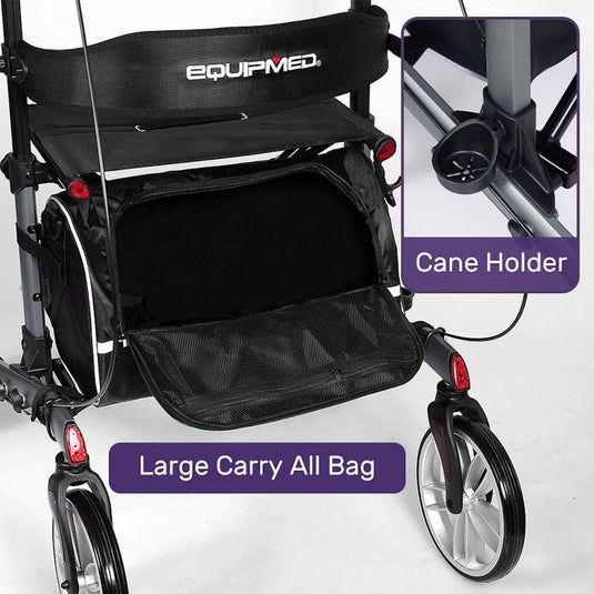 Equipmed Upright Rollator Walker With Forearm Rest Supports Grey