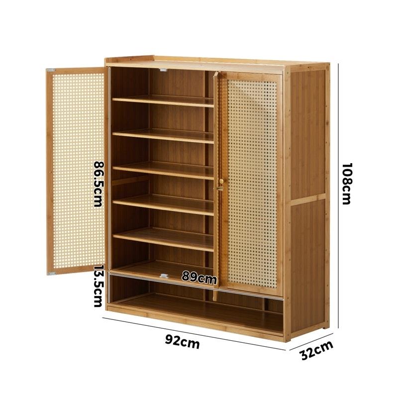 Load image into Gallery viewer, Oikiture Shoe Storage Cabinet Shoes Rack Organiser 7 Tier Shelf Rattan Brown
