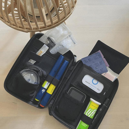 Glucology Travel Classic Case for Blood Glucose Monitors and Insulin Pens Black