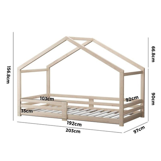 Oikiture Bed Frame Wooden Timber House Frame Single