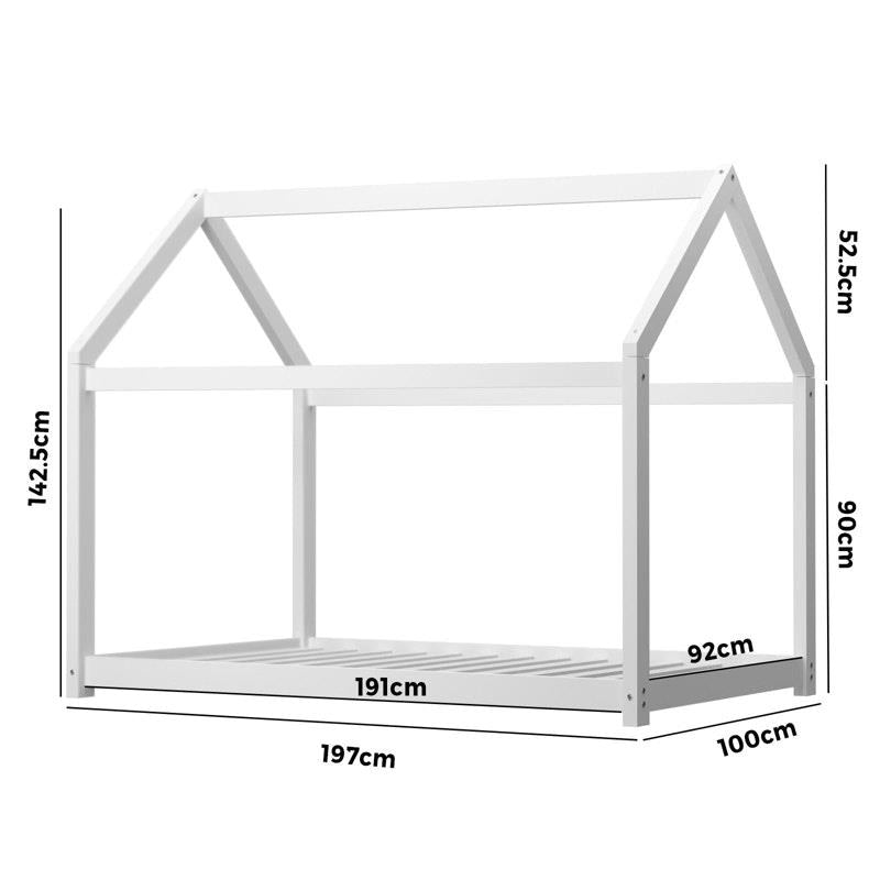Load image into Gallery viewer, Oikiture Bed Frame Single Wooden Timber House Style Platform White 1unit
