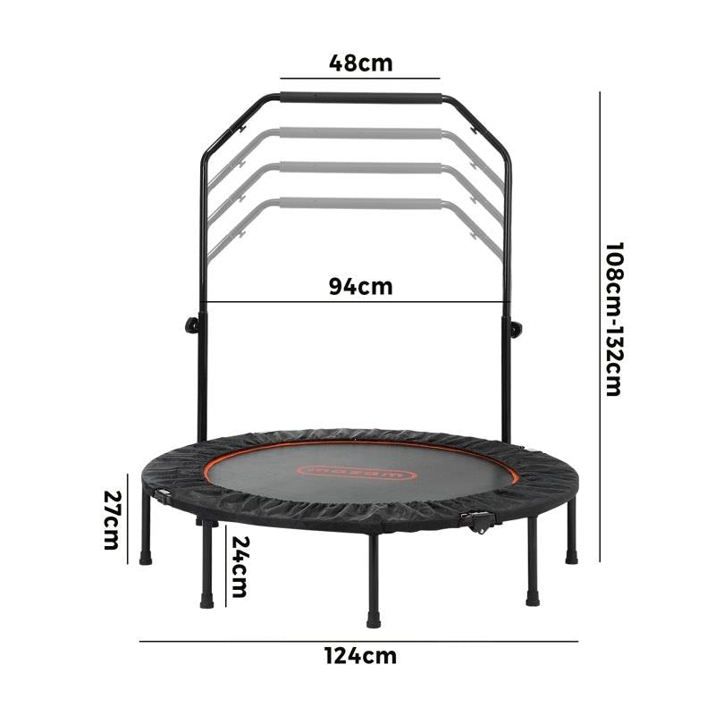 Load image into Gallery viewer, Mazam 48" Trampoline Round Fitness Rebounder Handrail Jumping Exercise Home Gym Black
