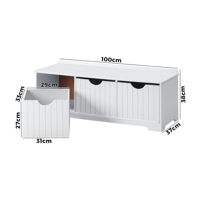 Load image into Gallery viewer, Oikiture Kids Toy Box Chest Storage Box Children Room Organiser Seating Bench White
