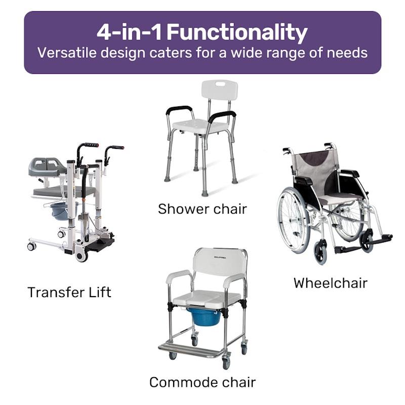 Load image into Gallery viewer, Equipmed 4 In 1 Patient Lift Transfer Chair White
