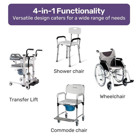 Equipmed 4 In 1 Patient Lift Transfer Chair White