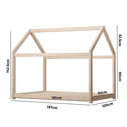 Oikiture Wooden Bed Frame Single Wooden Pine Timber Platform 1unit